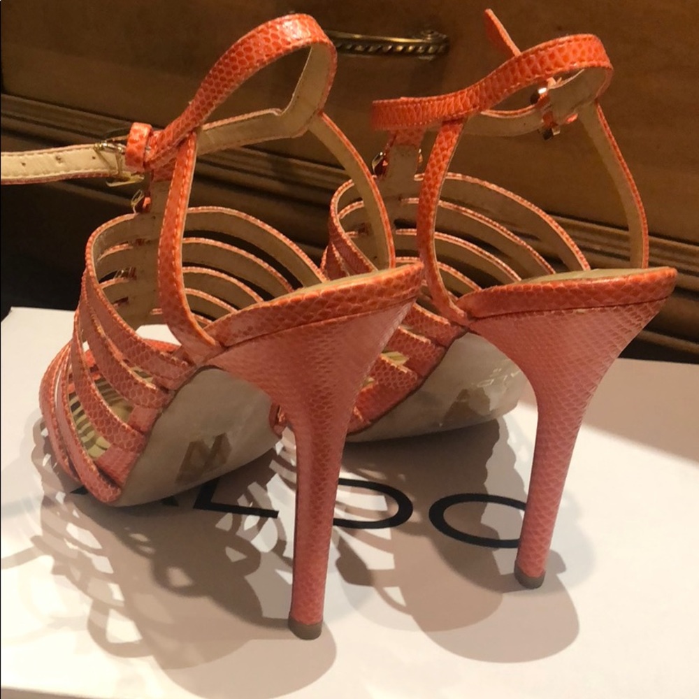 ALDO sandal heels with gold hardware. Gently used. - Picture 3 of 8